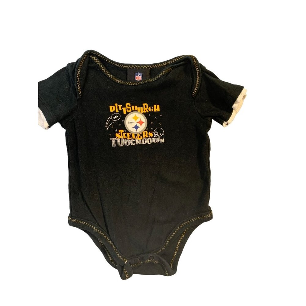NFL Team Apparel Girls Baby Infant Size 6 9 months Black bodysuit Pittsburgh Ste